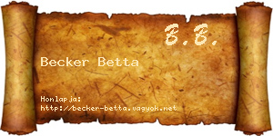 Becker Betta névjegykártya